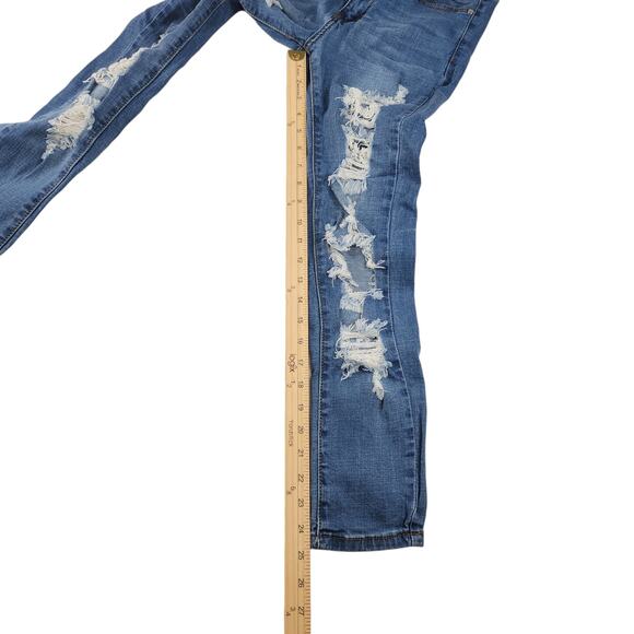 Fashion Nova Jeans Womens 26 1 Ripped Destroyed Skinny Mid Rise Medium Wash - Picture 10 of 12